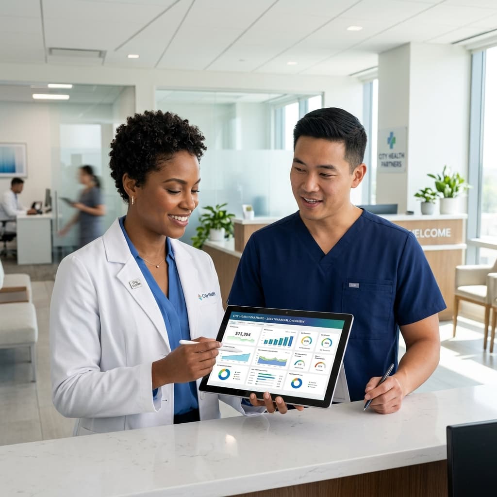 Healthcare professional using modern dashboard